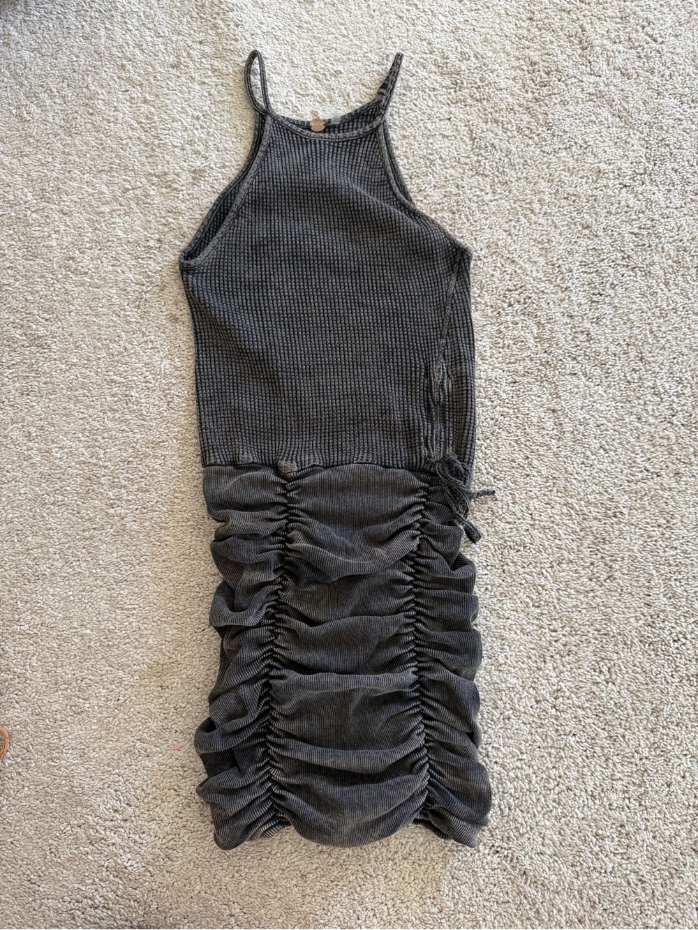 Free People One Ribbed Halter Ruched Mini Dress - Picture 2 of 7